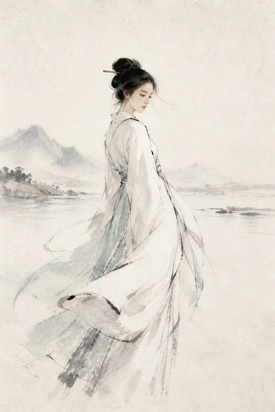Chinese Freehand Ink Beauty · Poetic Hanfu Portrait